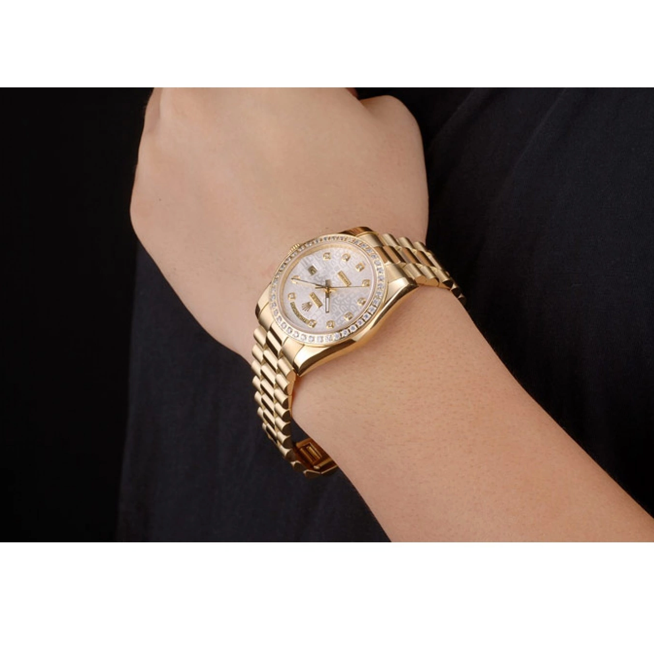 Best AAA Replica Sites Plated Stainless Dial Day-Date Gold Steel Rolex Yellow White 18k 0630